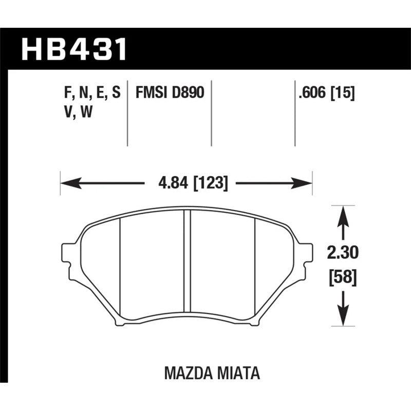 Hawk Performance DTC-60 Motorsports front brake pad set for 2001-2005 Mazda Miata.