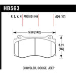 Hawk Performance HP Plus high-friction disc brake pads for Chrysler, Dodge, and Jeep SRT8 and Scat Pack models.