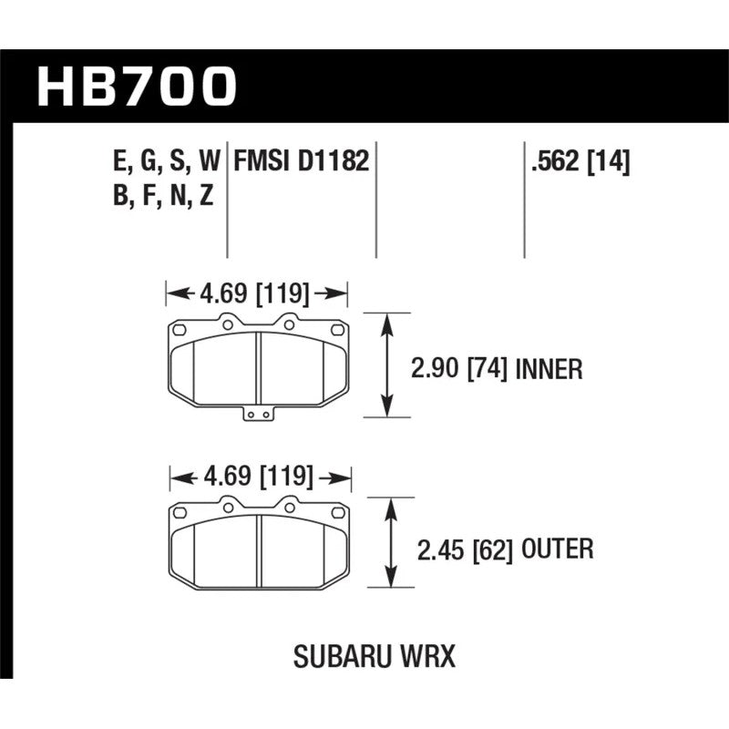 Hawk Performance Ceramic front disc brake pad set for 2006-2007 Subaru WRX and STI models.