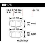 Hawk Performance Ceramic front brake pad set for 1989-1996 Nissan 300ZX.