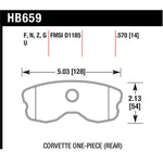 Hawk Performance HPS street compound rear brake pads with improved pad design for 2006-2013 Chevrolet Corvette.