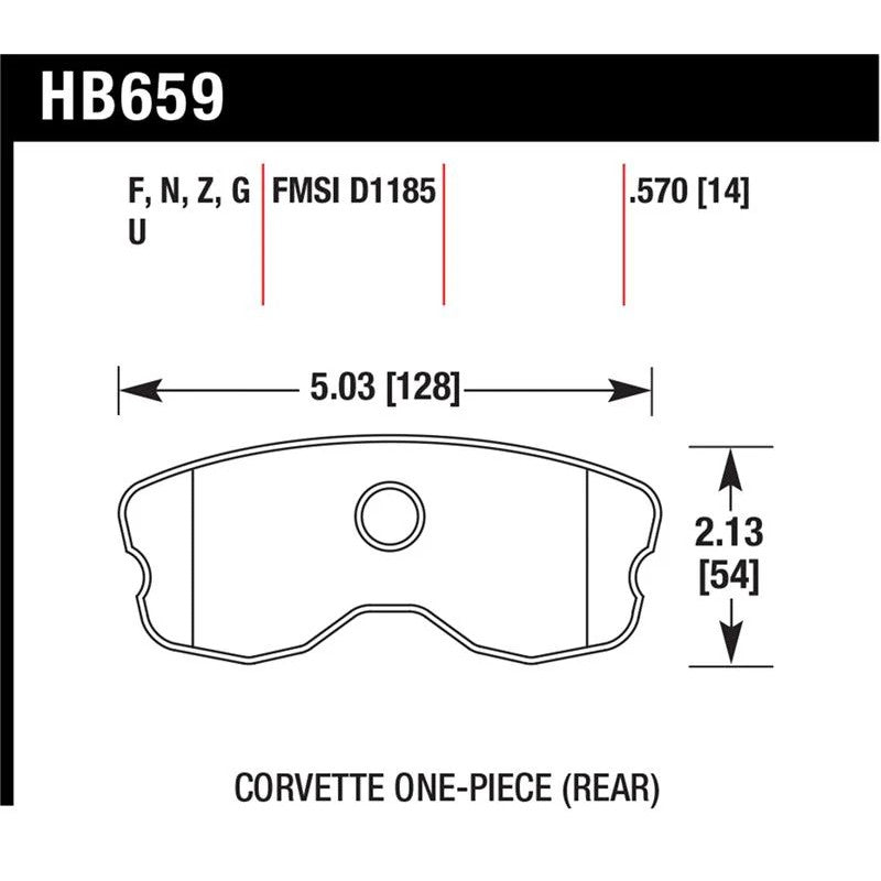 Hawk Performance HPS street compound rear brake pads with improved pad design for 2006-2013 Chevrolet Corvette.