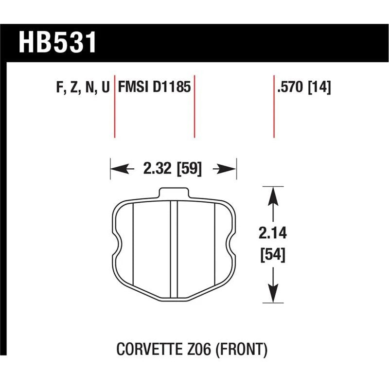 Hawk Performance HB531Z.570 Performance Ceramic front brake pads for 2006-2013 Chevrolet Corvette Z06 and Grand Sport