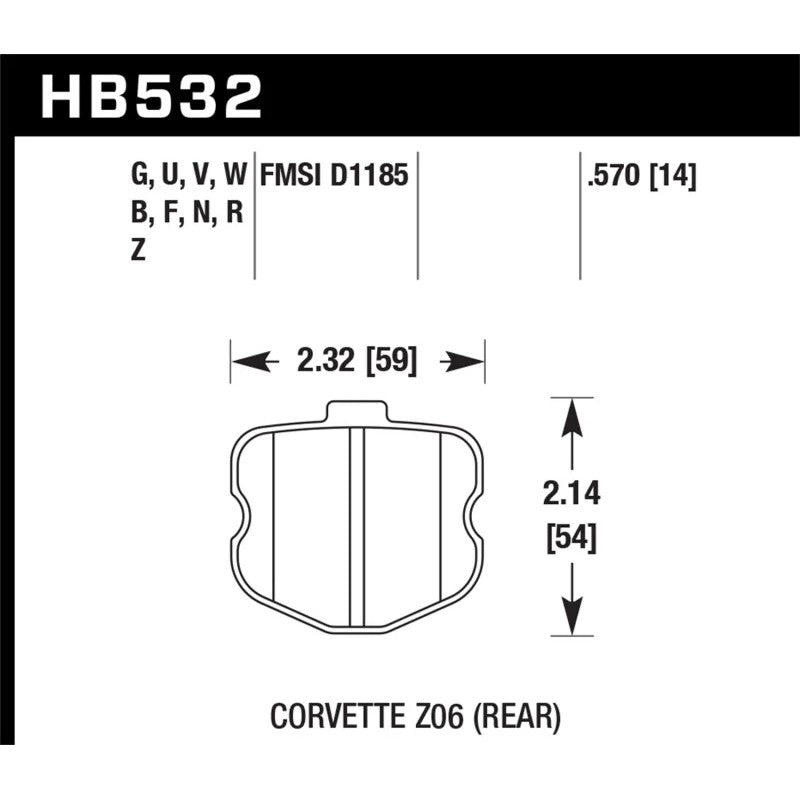 Hawk Performance HPS Street series rear brake pad set for 2006-2013 Chevrolet Corvette Z06 and Grand Sport.