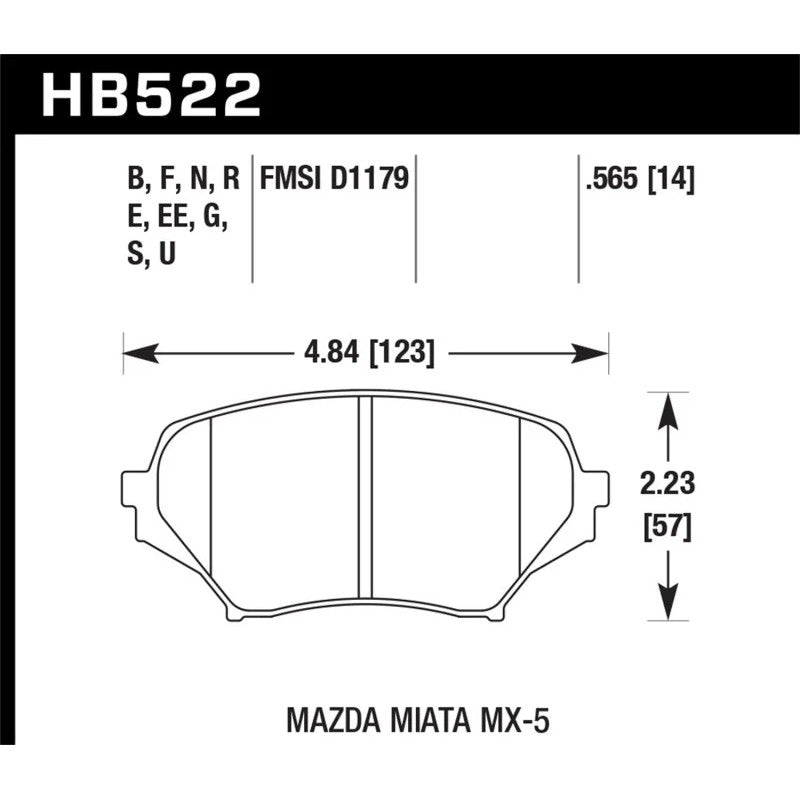 Hawk Performance Blue 9012 race front brake pad set for Mazda Miata.