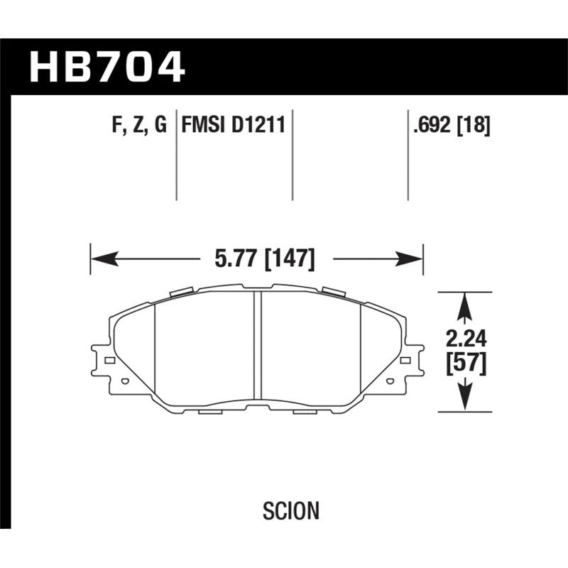 Hawk Performance HPS 5.0 High Performance Street front brake pad set (HB704B.692)