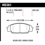 Hawk Performance Ceramic front brake pads for 2000-2011 Honda Civic Si, S2000, and Acura RSX Type-S.