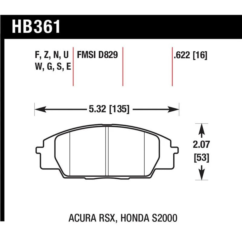 Hawk Performance Ceramic front brake pads for 2000-2011 Honda Civic Si, S2000, and Acura RSX Type-S.