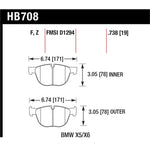 Hawk Performance HPS ferro-carbon front brake pad set for 2007-2019 BMW X4, X5, and X6.