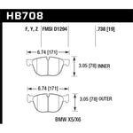 Hawk Performance Ceramic front brake pad set for 2007-2019 BMW X4, X5, and X6 models.