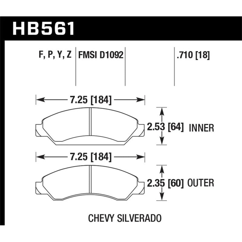 Hawk Performance Super Duty ferro-carbon front brake pad set for GM trucks and SUVs
