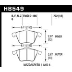 Hawk Performance HP Plus ferro-carbon front brake pad set, part number HB549N.702.