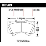 Hawk Performance Super Duty front brake pads HB589P.704 with Ferro-Carbon friction material.