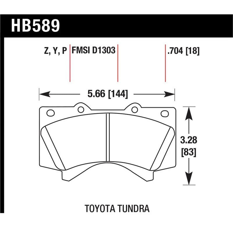 Hawk Performance Super Duty front brake pads HB589P.704 with Ferro-Carbon friction material.