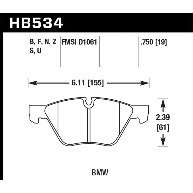 Hawk Performance HT-10 high-temperature front racing brake pad set for select BMW 2004-2016 models