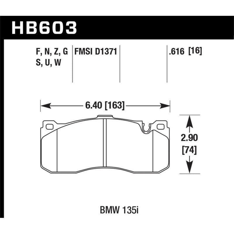 Hawk Performance HPS 5.0 front brake pad set for 2008-2013 BMW 135i and 135is.