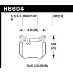 Hawk Performance HPS 5.0 ferro-carbon rear brake pads for 2008-2013 BMW 135i and 135is