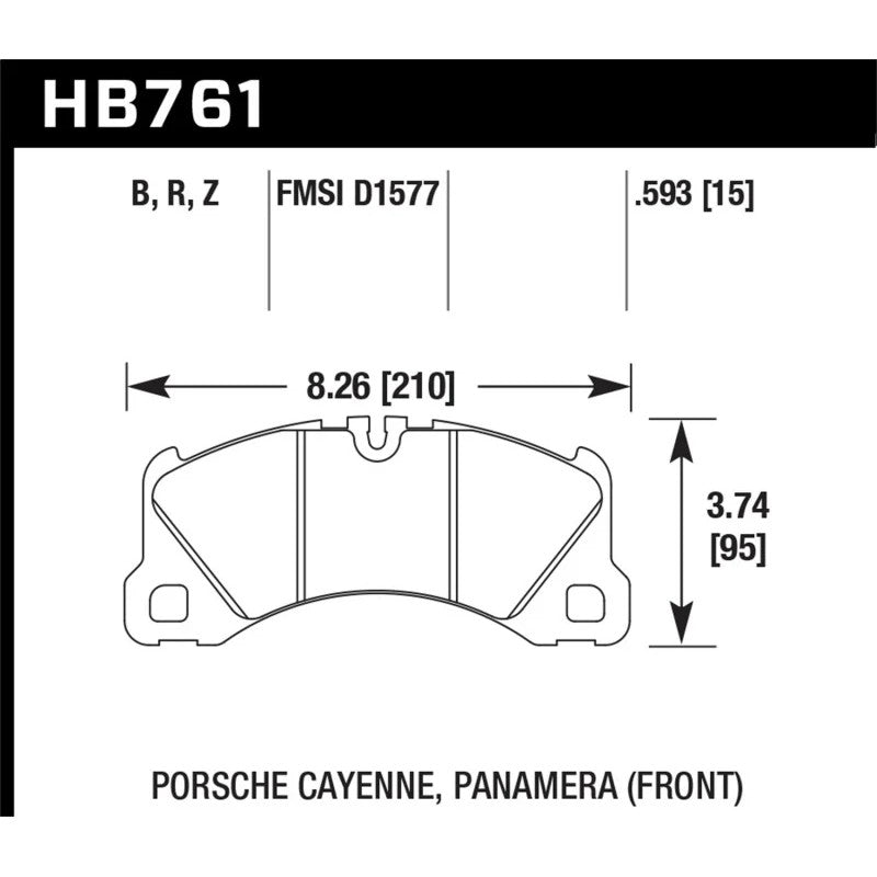 Hawk Performance Ceramic Luxury & Touring front brake pad set for Porsche Cayenne, Macan, and Panamera.