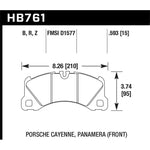 Hawk Performance HPS 5.0 front brake pad set for 2010-2019 Porsche Cayenne, Macan, and Panamera.