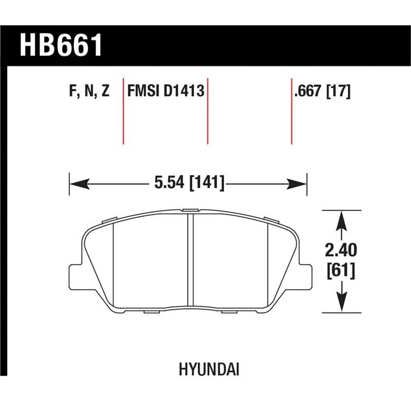 Hawk Performance HPS Street front disc brake pads, manufacturer part number HB661F.667