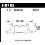 Hawk Performance Ceramic rear brake pads set HB762Z.634 for 2011-2018 Porsche Cayenne and VW Touareg.