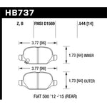 Hawk Performance HPS 5.0 rear disc brake pad set for Fiat 500 models.