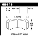Hawk Performance HP Plus front brake pads set (HB649N.605) for high-performance Brembo calipers.