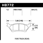 Hawk Performance Ceramic rear brake pads for 2012-2016 Ford F-150 featuring a set of four pads with backing plates.