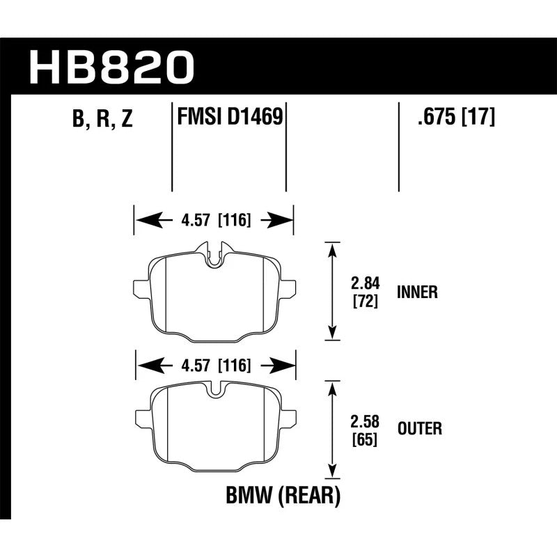 Hawk Performance HPS 5.0 rear brake pad set for BMW performance models.