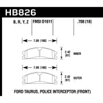 Hawk Performance HPS 5.0 front brake pad set for 2013-2019 Ford and Lincoln vehicles, part number HB826B.708.