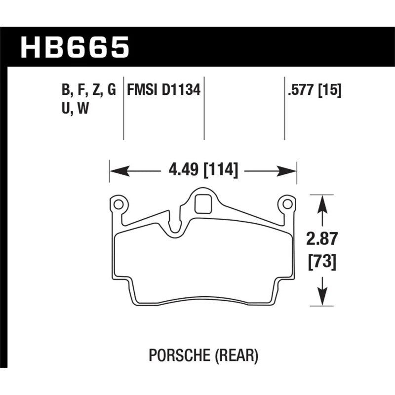 Hawk Performance HPS 5.0 rear brake pad set for select Porsche 911, Boxster, and Cayman models.