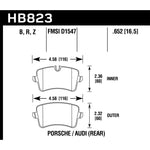 Hawk Performance Ceramic rear brake pad set (HB823Z.652) for select 2011-2019 Audi and Porsche models.