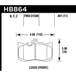 Hawk Performance HPS High Performance Street front brake pads for Lexus GS, IS, and RC series vehicles.