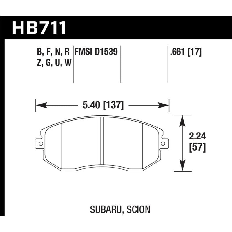 Hawk Performance HPS High Performance Street front brake pad set (HB711F.661)