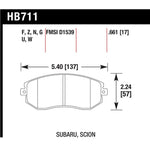 Hawk Performance Ceramic front brake pad set (HB711Z.661) for Subaru and Scion