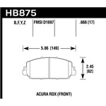 Hawk Performance HB875Z.666 Performance Ceramic front brake pad set for select Acura and Honda vehicles.