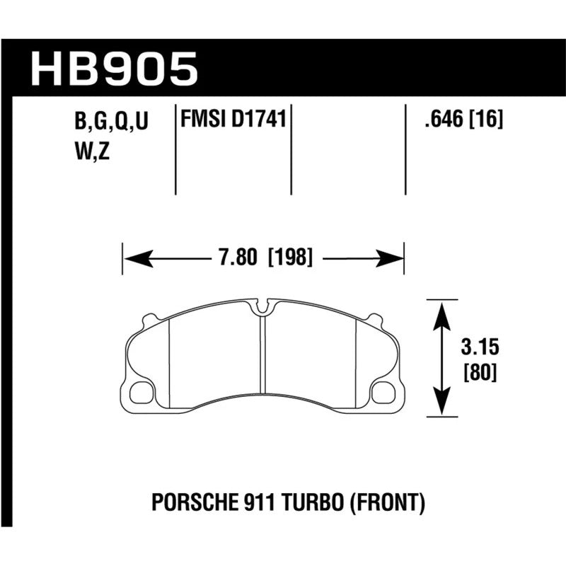 Hawk Performance Ceramic front brake pad set for 2014-2019 Porsche 911.