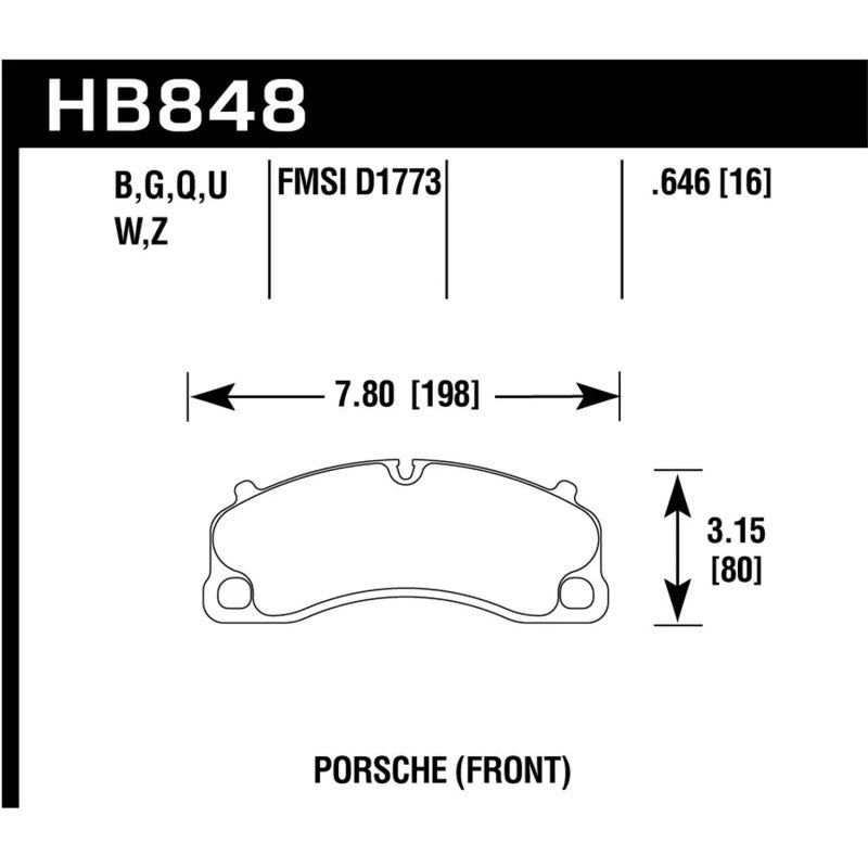 Hawk Performance DTC-70 Race Front Brake Pads HB848U.646 for Porsche 911 and Cayman GT4
