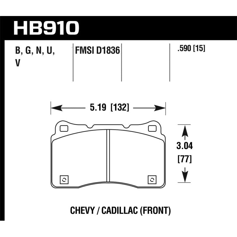 Hawk Performance DTC-60 front disc brake pads for Cadillac and Chevrolet Corvette
