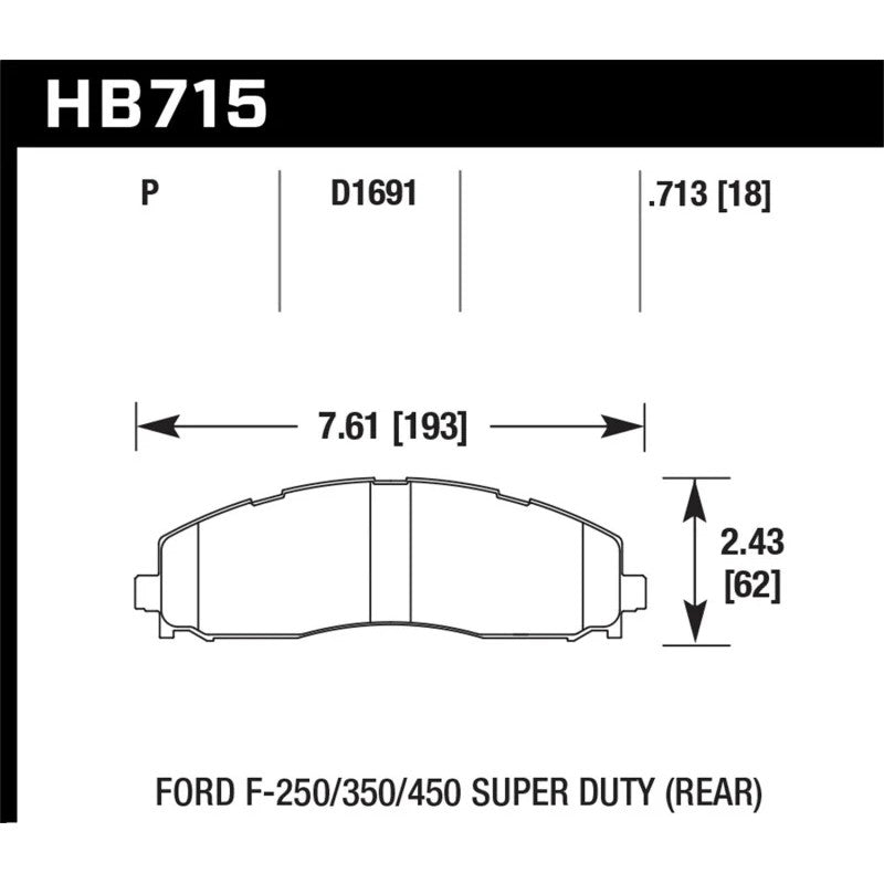 Hawk Performance LTS Series rear brake pad set for Ford F-250 and F-350 Super Duty trucks.