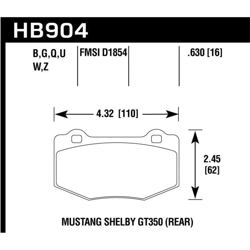 Hawk Performance DTC-60 race compound rear brake pads for 2015-2019 Ford Mustang.