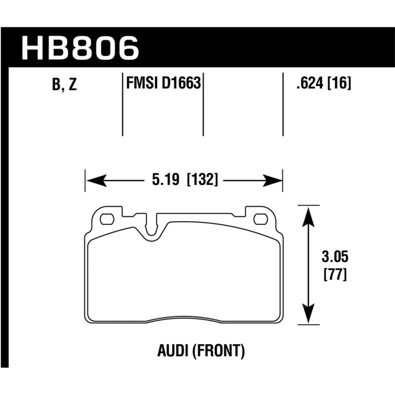 Hawk Performance HPS 5.0 High Performance Street front disc brake pad set for 2013-2017 Audi A6 and Q5.