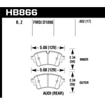 Hawk Performance Ceramic rear brake pads HB866Z.652 for 2018-2019 Audi models.