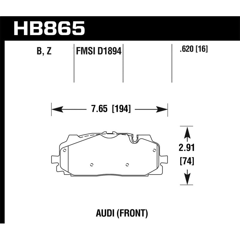 Hawk Performance HPS 5.0 front disc brake pads for 2018-2019 Audi S4, S5, and RS5 models.