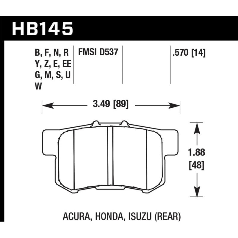 Hawk Performance HPS 5.0 rear brake pad set with Ferro-Carbon friction material.
