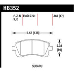 Hawk Performance HPS 5.0 front brake pads for 1997-2002 Subaru Forester, Impreza, and Legacy models