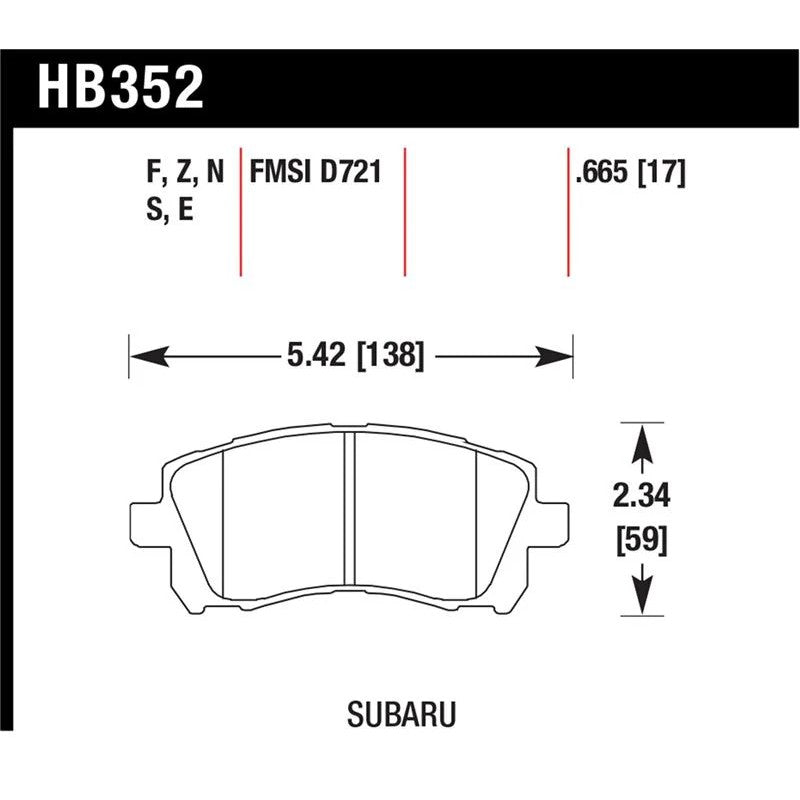 Hawk Performance HPS 5.0 front brake pads for 1997-2002 Subaru Forester, Impreza, and Legacy models