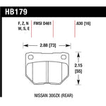 Hawk Performance HPS 5.0 rear brake pads for Nissan 300ZX and Subaru Impreza WRX/STI.