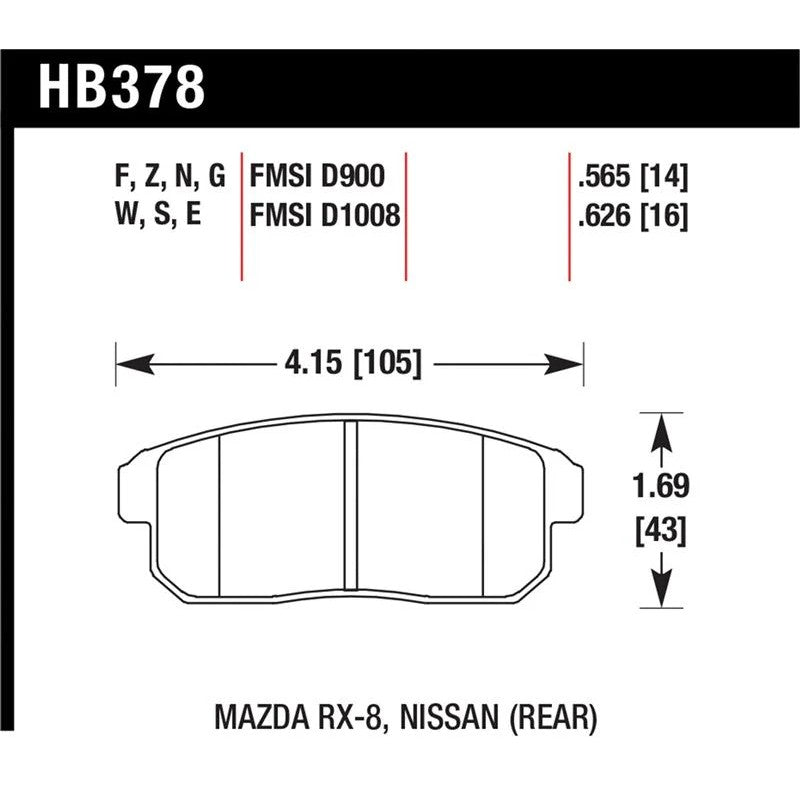 A set of Hawk Performance HPS 5.0 rear brake pads featuring the Ferro-Carbon friction material and backing plates.