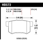 Hawk 2001-2003 Acura CL Type-S HPS 5.0 Rear Brake Pads